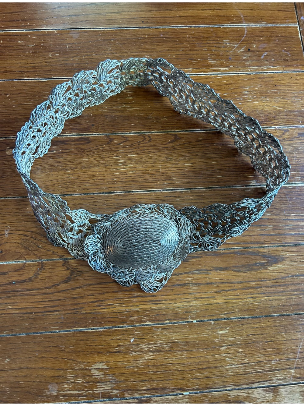 Vintage Silver Metal Wire Woven Belt Bohemian Made in Greece One Size